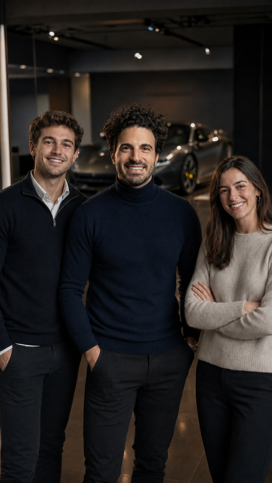 L'équipe dans un showroom automobile